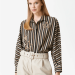 Black striped woven shirt